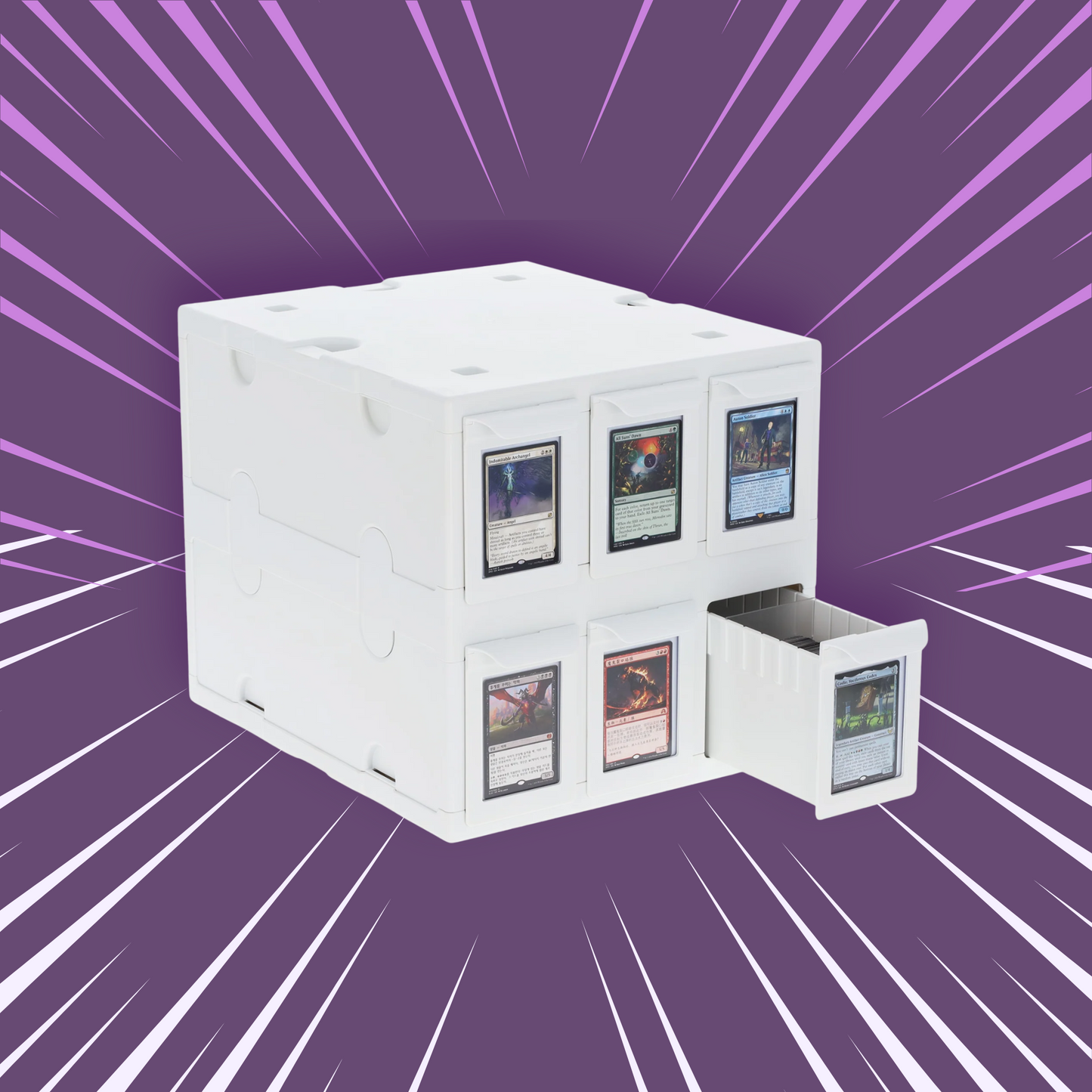 BCW 6‑Drawer Card Catalog | Black or White | Stackable Trading Card Storage