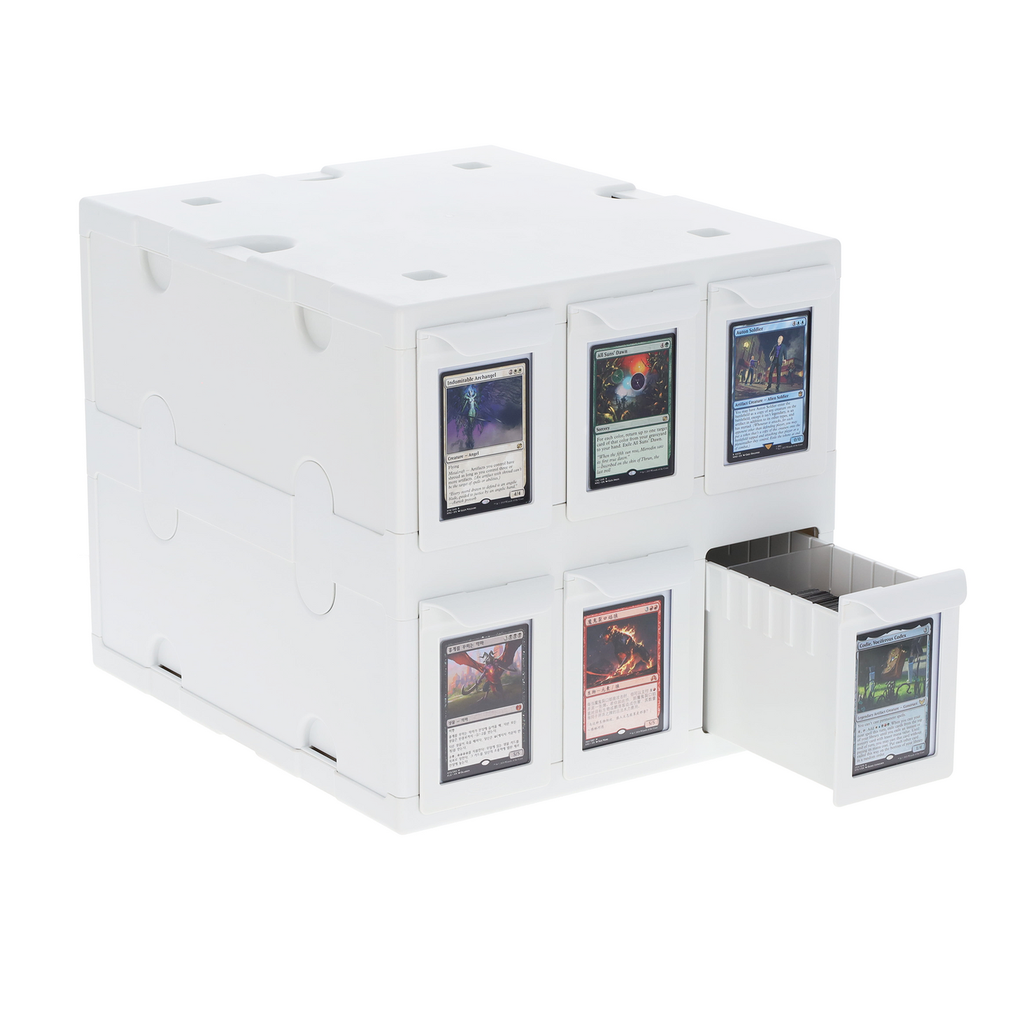 BCW 6‑Drawer Card Catalog | Black or White | Stackable Trading Card Storage