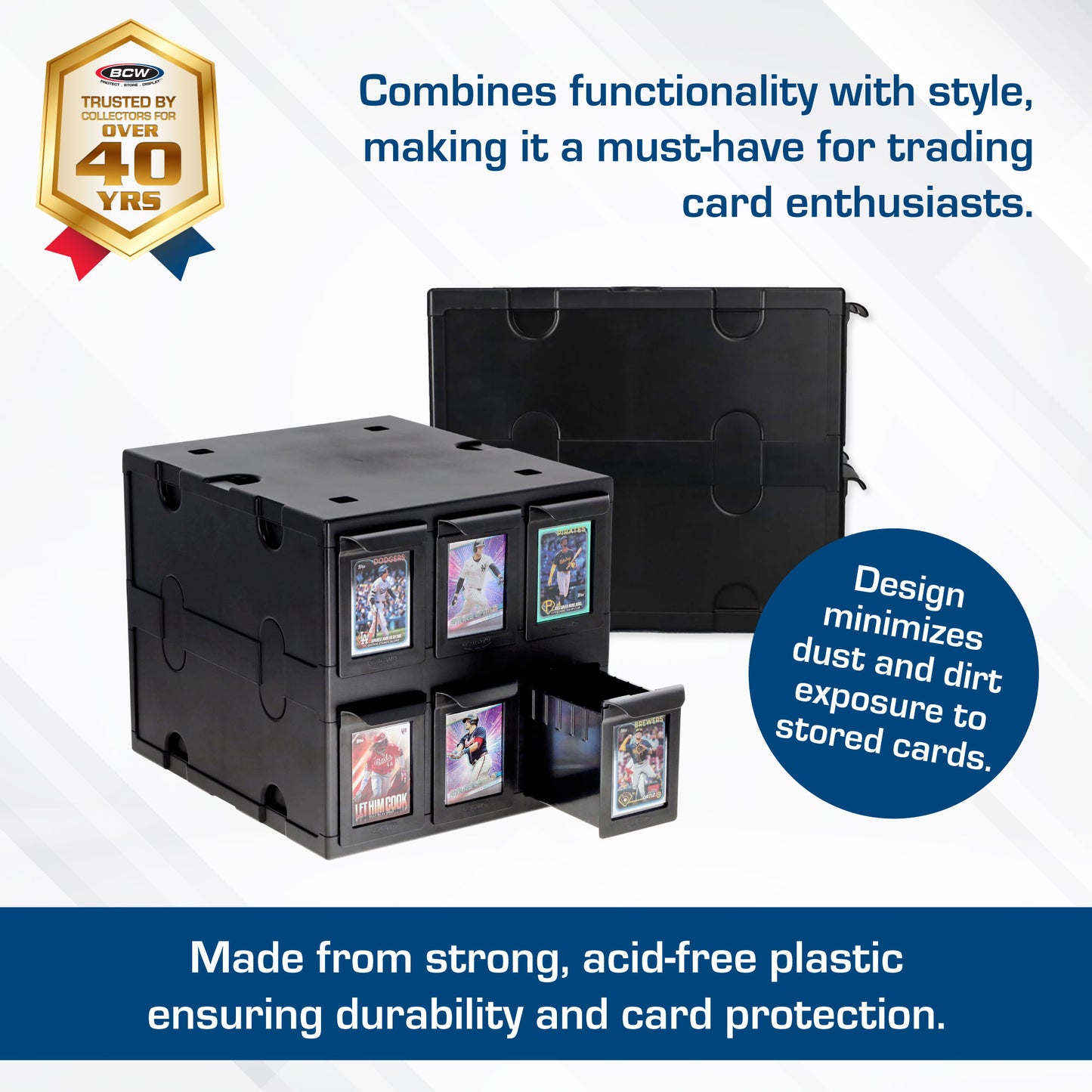 BCW 6‑Drawer Card Catalog | Black or White | Stackable Trading Card Storage