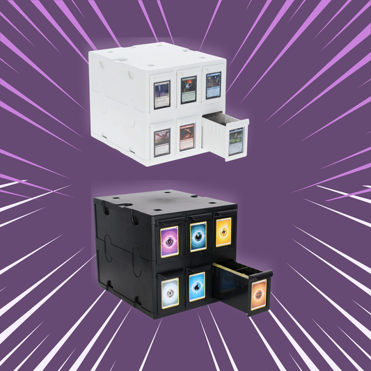 BCW 6‑Drawer Card Catalog | Black or White | Stackable Trading Card Storage