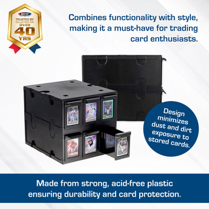 BCW 6‑Drawer Card Catalog | Black or White | Stackable Trading Card Storage