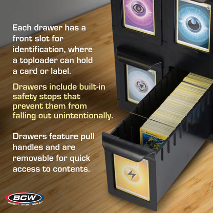BCW 6‑Drawer Card Catalog | Black or White | Stackable Trading Card Storage
