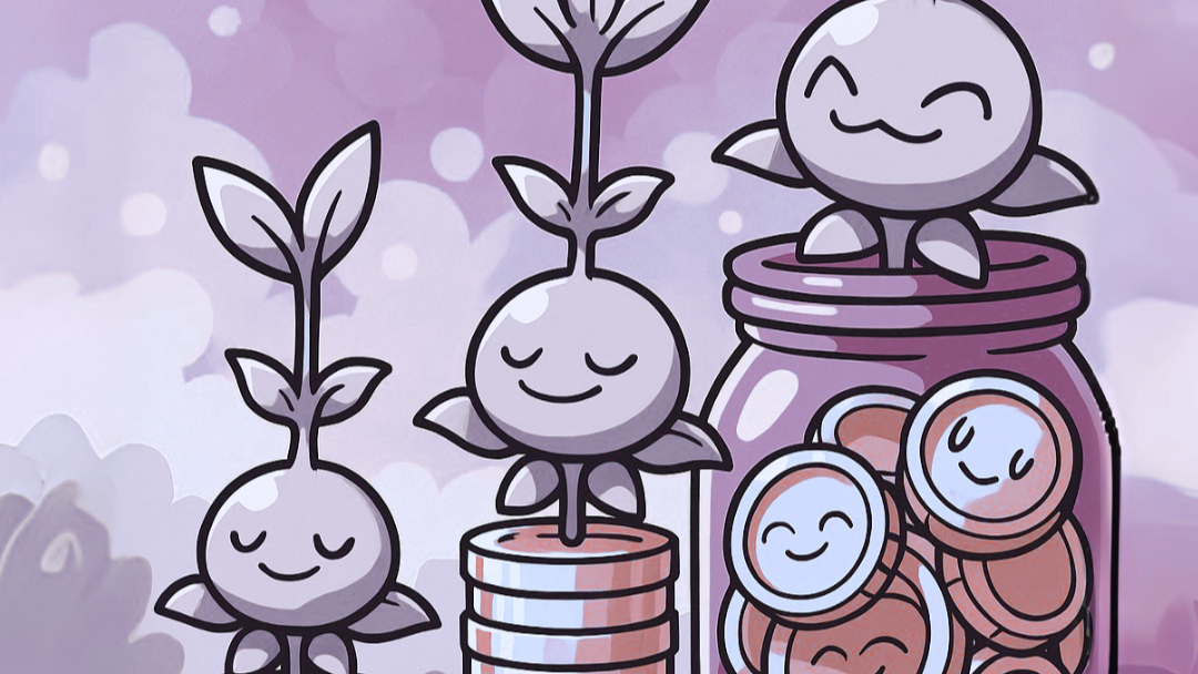Cartoon plants with faces in jars on a purple background